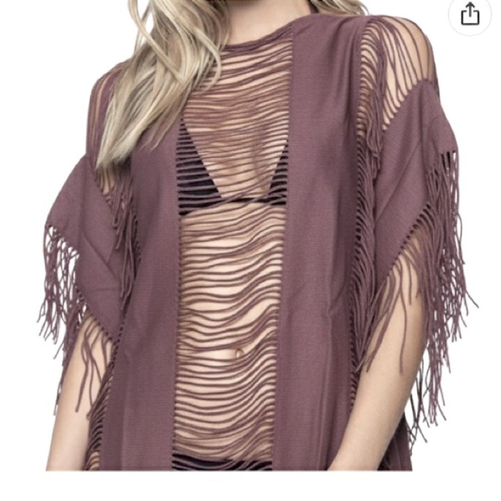 Fringed Mauve Cover-Up